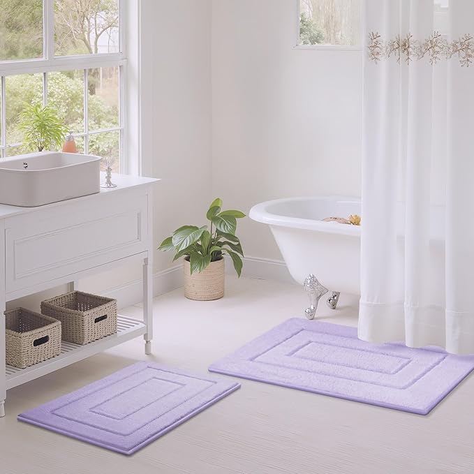 GRANNY SAYS Bathroom Rugs Sets 2 Piece,Soft Bath Mats for Bathroom, Bath Rugs Non Slip Washable, Absorbent Bath Rug for Tub,Shower and Toilet, Bath Mat Set (Lilac, 20" x 32" + 16" x 24")