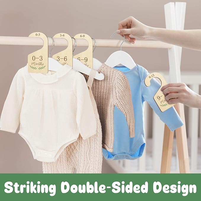 Wooden Baby Closet Dividers,Baby Clothes Dividers For Closet,Baby Closet Organizer Hangers For Nursery,Baby Hangers Size Dividers