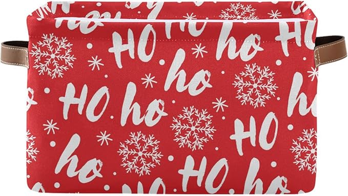 DOMIKING Rectangular Christmas Storage Bin Santa Claus Snowflake Christmas Basket with Handles - Nursery Storage, Laundry Hamper, Storage Baskets