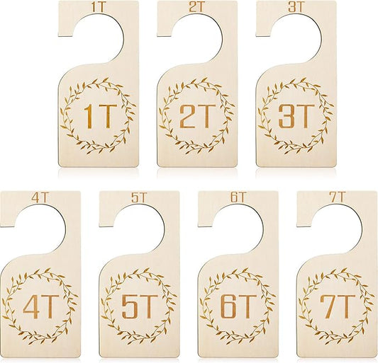Patelai 7 Pcs Wooden Baby Closet Dividers for Clothes Organizer 1T to 7T Hanger Closet Dividers Nursery Organization for Home Baby Kids Newborn Infant Clothes(Wood)