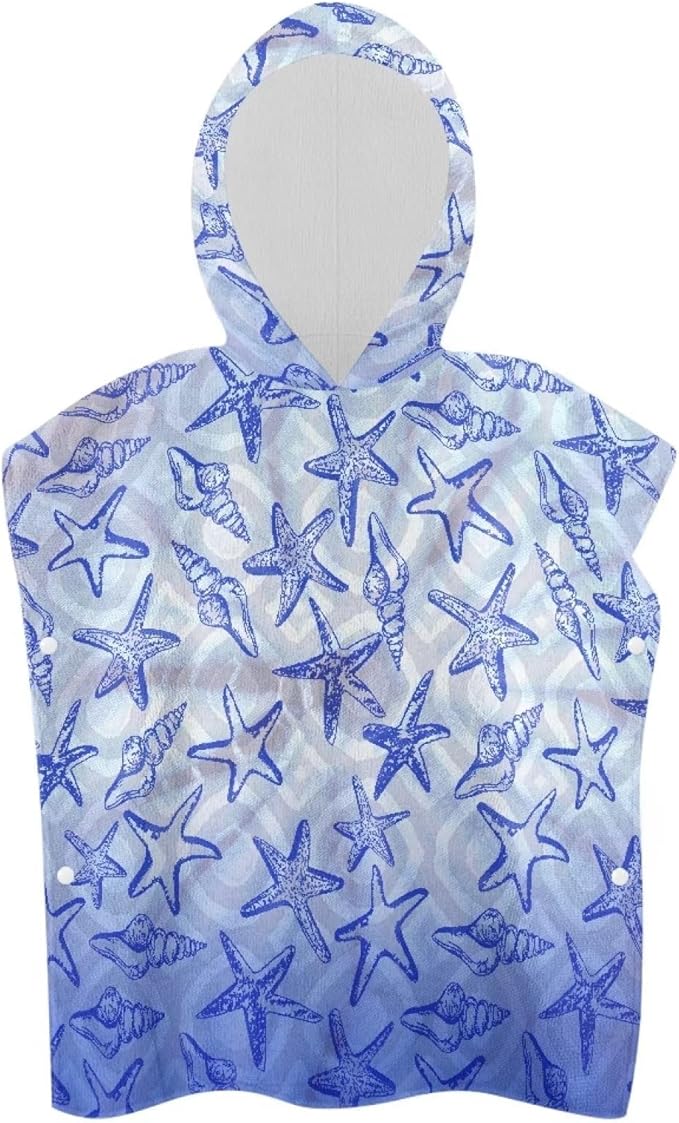 Hooded Kids Bath Towel Starfish Ultra Soft Towel Highly Absorbent Bathroom Beach Swim Supplies Toddlers Shower Decorations for Boys Girls