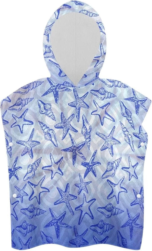 Hooded Kids Bath Towel Starfish Ultra Soft Towel Highly Absorbent Bathroom Beach Swim Supplies Toddlers Shower Decorations for Boys Girls