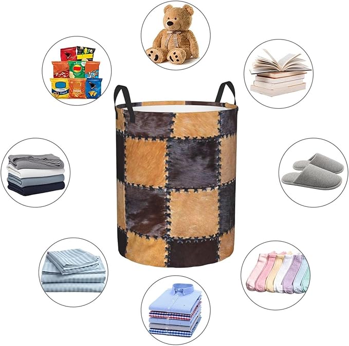 Western Laundry Basket Cow Decor,Waterproof Laundry Hamper Cow Print Room Decor Collapsible Laundry Baskets With Handles,Toy/Clothes Storage Basket For Home Bedroom Bathroom Decor