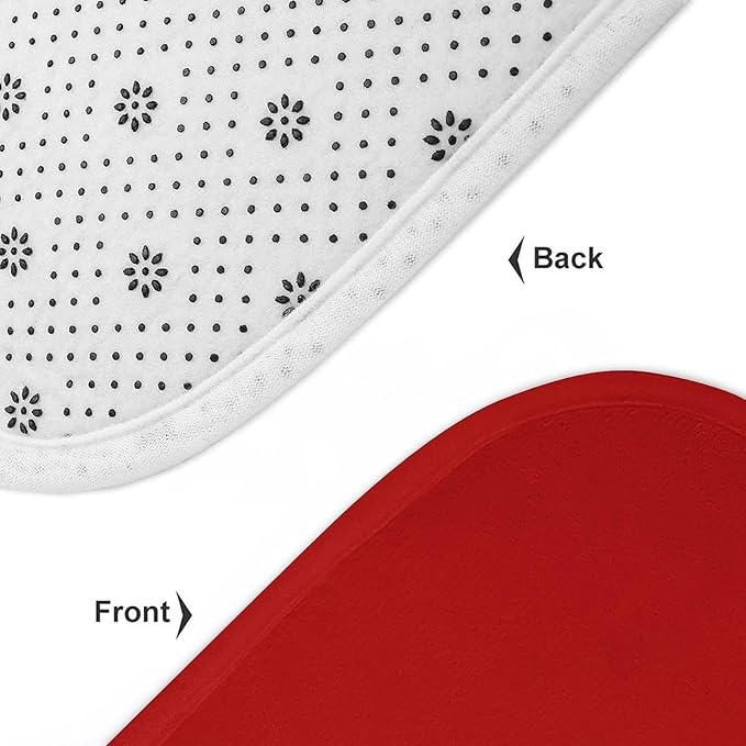 3 Pieces Bath Rug Sets, Red Trend Colors Bathroom Mat Set Non Slip U Shaped Contour Rug & Toilet Lid Cover