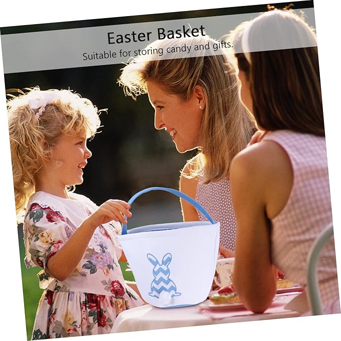 1Pc Theme Bunny Basket with Plush Tail Cute Cartoon Rabbit Candy Storage Holder for Treats Festival Basket