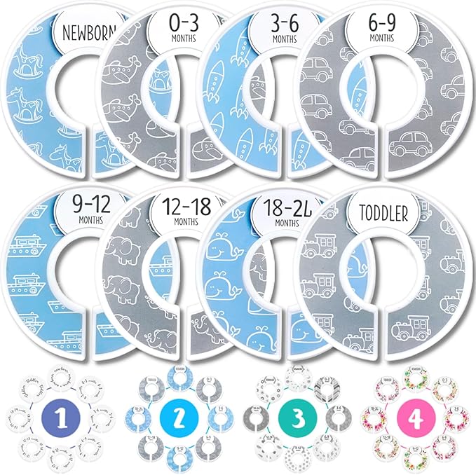 Eli with Love Baby Closet Dividers (Baby Blue) – Fits 1.5" Rod - Set of 8 Baby Clothes Organizers – Organize Nursery Hangers Size/Age