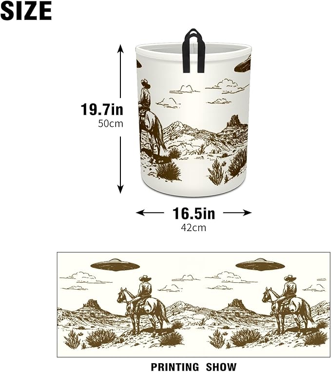 Space Western Baby Laundry Hamper,kids laundry Basket,Waterproof Storage Bin for Bedroom,Clothes Organizer Basket,Toys Box,Room Decor