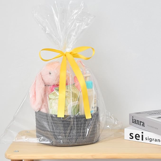ABenkle 2 Pack Small Baskets, Cotton Rope Woven Basket, Cute Mini Tiny Storage Baskets, Decorative Boho Basket for Nursery Living Room Bedroom Shelf, Empty Gift Basket