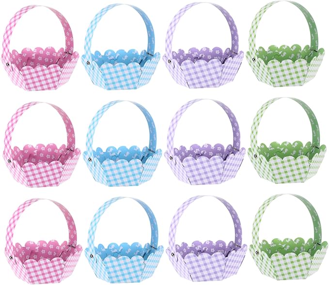12pcs Easter Basket Eggs and Adorable Bunny Designs for Easter Hunts and Festive Decoration
