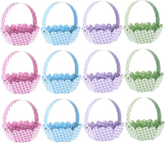12pcs Easter Basket Eggs and Adorable Bunny Designs for Easter Hunts and Festive Decoration