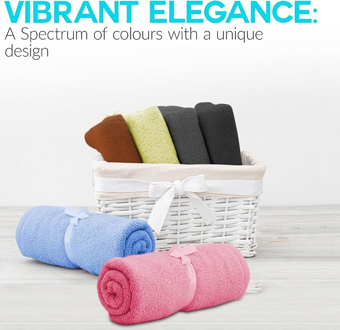 100% Cotton Hand Towel Set – Soft, Absorbent Towels for Bathroom, Kitchen & Gym Use – Durable, Reusable & Machine Washable Towels - Multi-Color, 16 x 28 Inches, Pack of 6
