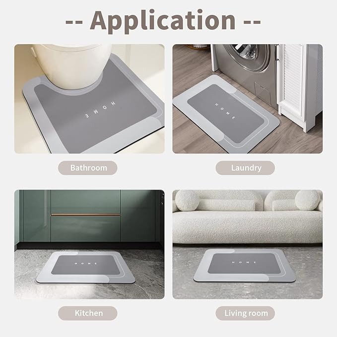 2PCS Absorbent Bath Mat Magic Rug Sets, Quick Drying Bath Mat Non-Slip Floor Rug Rubber Backed for Bathroom Kitchen Shower Sink, Water Absorbent (19.7''x23.6''+19.7''x31.9'', Light Gray)