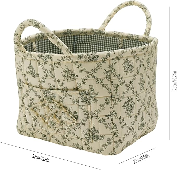 Boho Fabric Storage Basket, Large Capacity Laundry Basket, 12.2'' x 10.23'' x 10.23'' Collapsible Laundry Hamper with Easy Carry Handles (B Multi-Color 3, L)