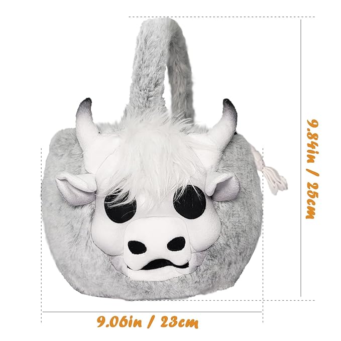 Easter Basket, Soft skeleton Cow Plush Baskets, Easter Egg Hunt Buckets, Easter Decorations Indoor Outdoor, Cute Easter Gifts for Kids, Adults, Teens, Toddlers, Girls