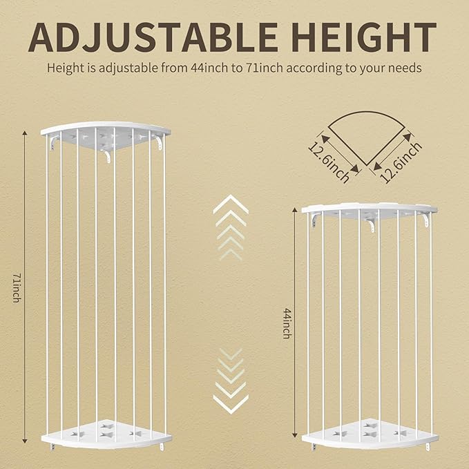 Stuffed Animal Storage Wood Corner Plush Toys Holder with Star Pattern, Length Adjustable Large Hanging Stuffed Animal Toy Organizer Shelf for Nursery Play Room Bedroom Kids Room Furniture