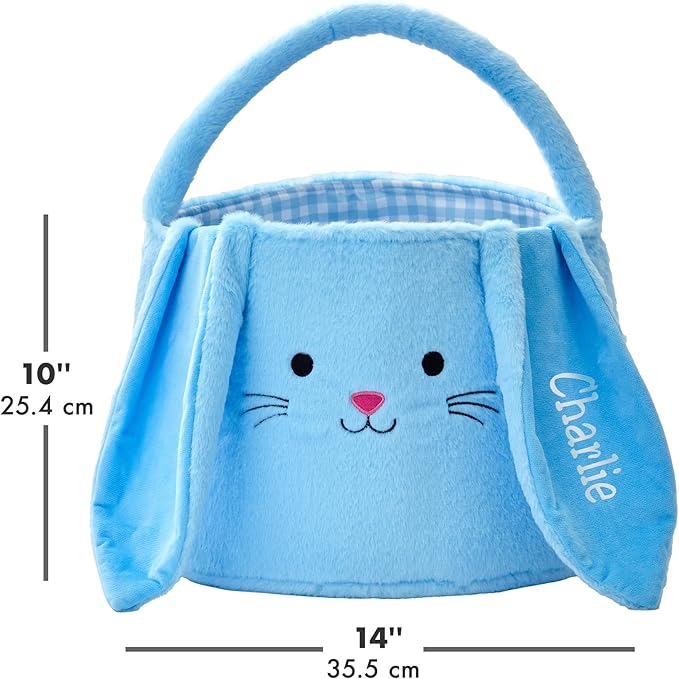 Let's Make Memories Personalized Easter Basket for Kids - For Boys - For Girls - Fillable - Easter Basket Stuffers - Oversized Plush Bunny - Pink
