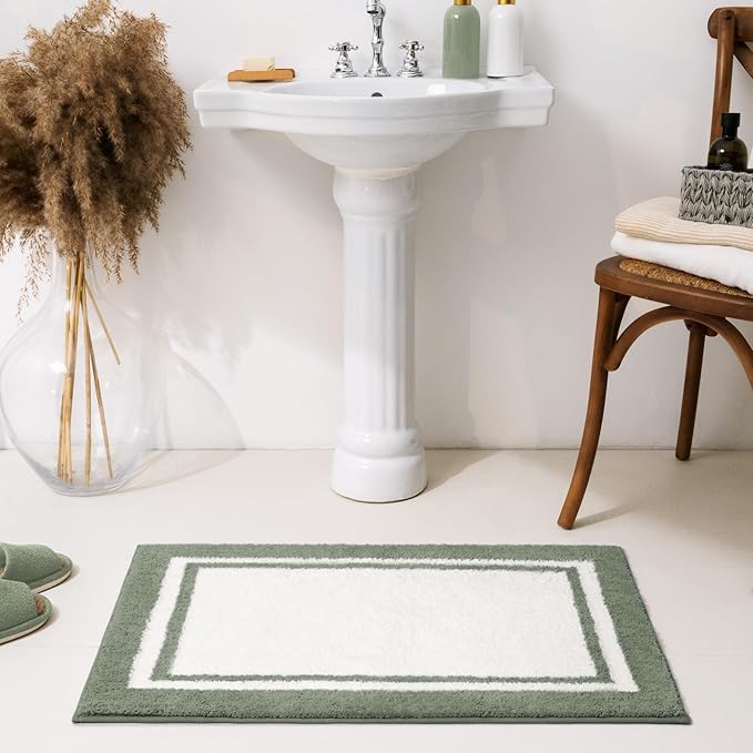 GRANNY SAYS Microfiber Bathroom Rugs Non Slip Washable, Water Absorbent Bathroom Mats for Tub Non Slip, Soft Bath Mats for Floor & Shower, Long Bath Rug, 24" x 36" Sage Green