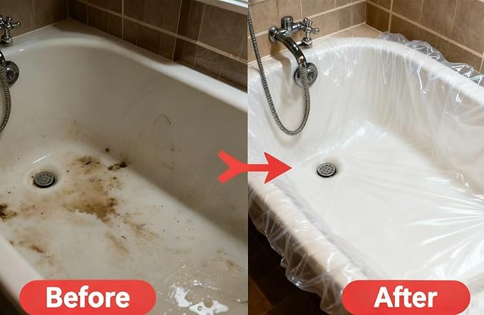 20P Disposable Bathtub Cover for tub Extra Thick Bathtub Liner for tub, Universal Fit for 99.9% Tubs, HDPE Travel Bathtub Water Bag for Hotel, Spa, Home Use 260cm x 120cm tub Liners