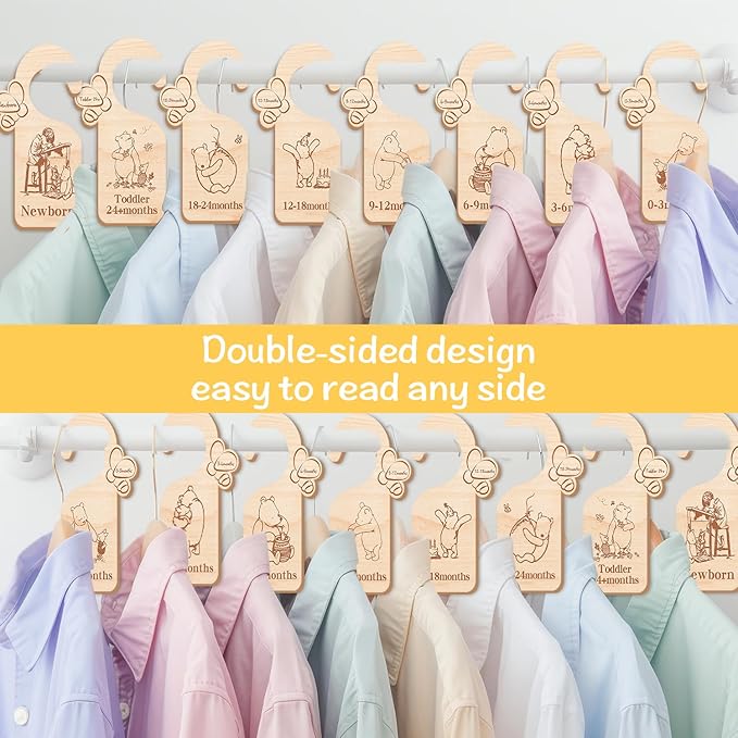 Winnie Baby Closet Divider -Winnie Nursery Decor Wardrobe Baby Closet Organizer,Daisy Design Nursery Decor Clothes Hanger Dividers for Sorting 8 from Newborn to 24+ Months,bee