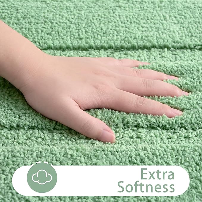 HOMORE Sage Green Bathroom Rug 24x36 Inch Soft Absorbent Microfiber Bathroom Runner Rug, Washable Bath Runners Rugs for Bathrooms Non Slip Bath Rugs for Shower Tub