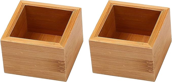 YBM Home Bamboo Drawer Organizer Storage Box for Kitchen Drawer, Junk Drawer, Office, Bedroom, Children Room, Craft, Sewing, and Bathroom, 2 Pack 3x3x2 inch