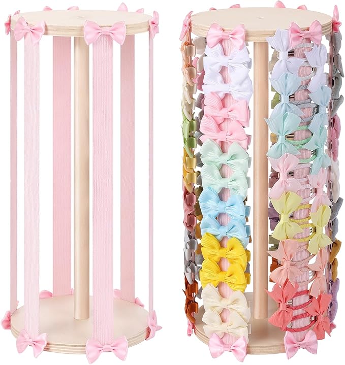 POVETIRE Hair Bow Holder for Girls, Pink Hair Clip Organizer, Hairbow Organizers Rack Display Decors Baby Nursery Toddler Girls Room