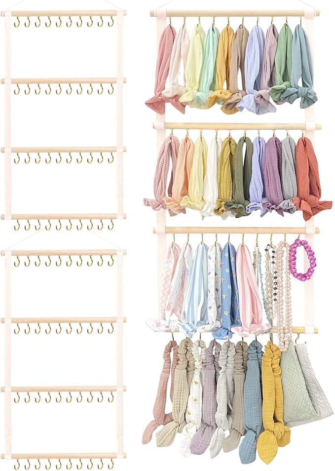 POVETIRE Headband Holder Head Bands Organizer for Girls, Headbands Hair Accessories Organizer Storage Wall Hanging Decor for Girls Room