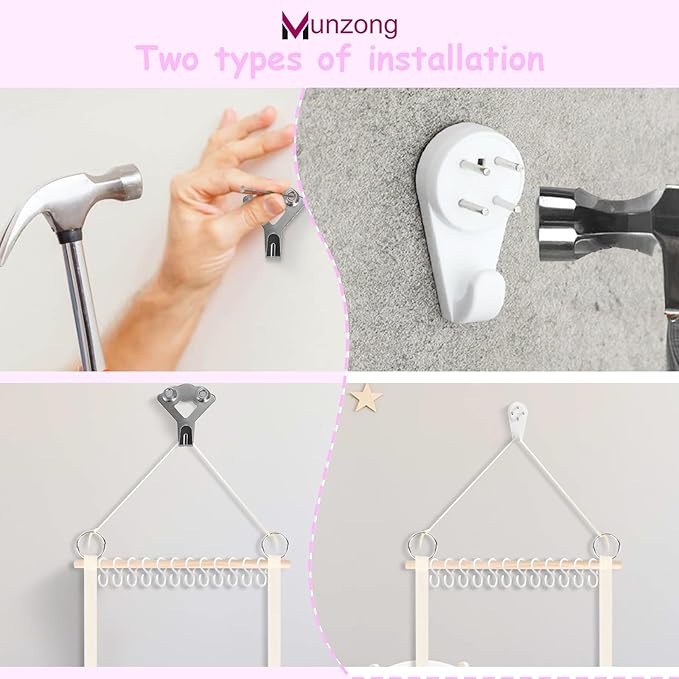 Munzong Headband Holder 52x17 inch, Beige Bow Organizer for Baby Girls, Extra Large Nursery Wall Hanging Clip Storage w/ 60 Hooks, Hair Accessories Organizer Rack Shelf for Toddler Kids Room Decor