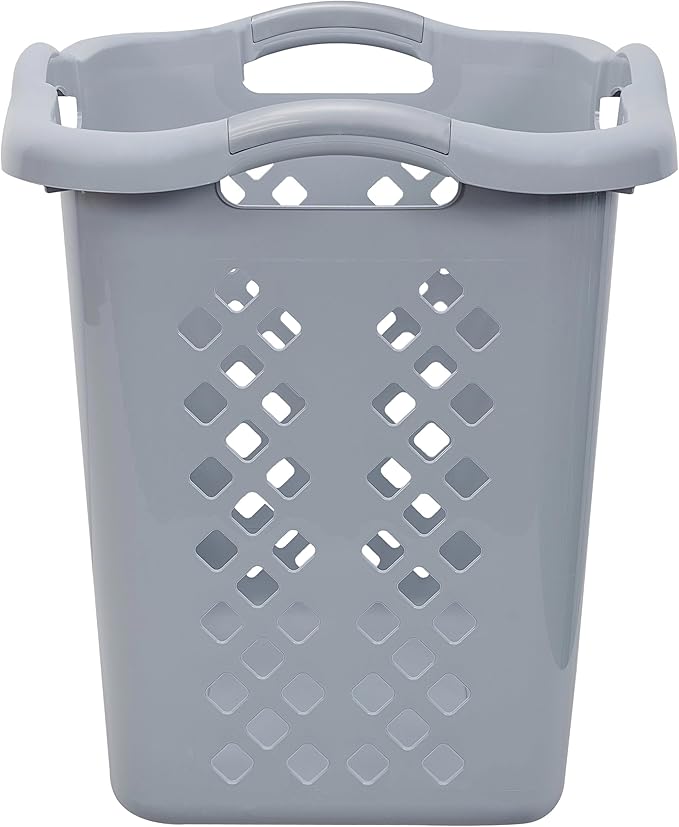 Laundry Hamper Basket with Diamond Pattern, 2 Bushel Capacity, Black, 21.6 x 17 x 18.9 inches (2, Cement)