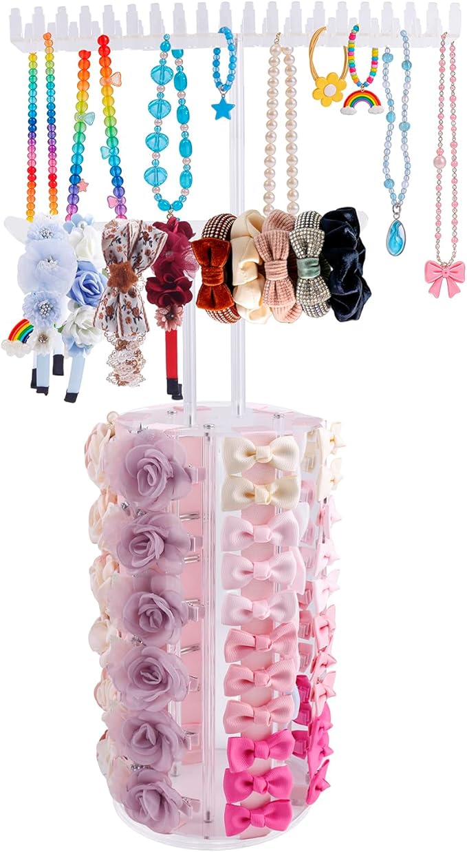 Bow Holder Bow Organizer for Girls,Baby Hair Clips Storage Stand, Rotatable Hair Accessory Organizer Rack for Baby Newborn Infant Toddler Kids (snzp-22-1)