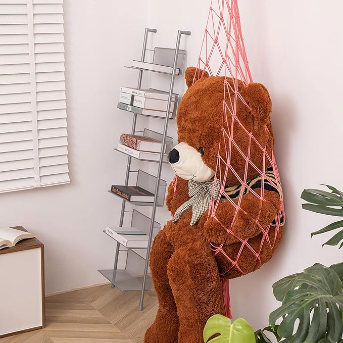 Novel Stuffed animal Net or Hammock Macrame Plush Toy Display-6.5Ft H-One Hook Only! Convenient for Corners, Walls and Ceiling Hanging Net, stuff animal storage for kid Room Bedroom Playroom-Pink