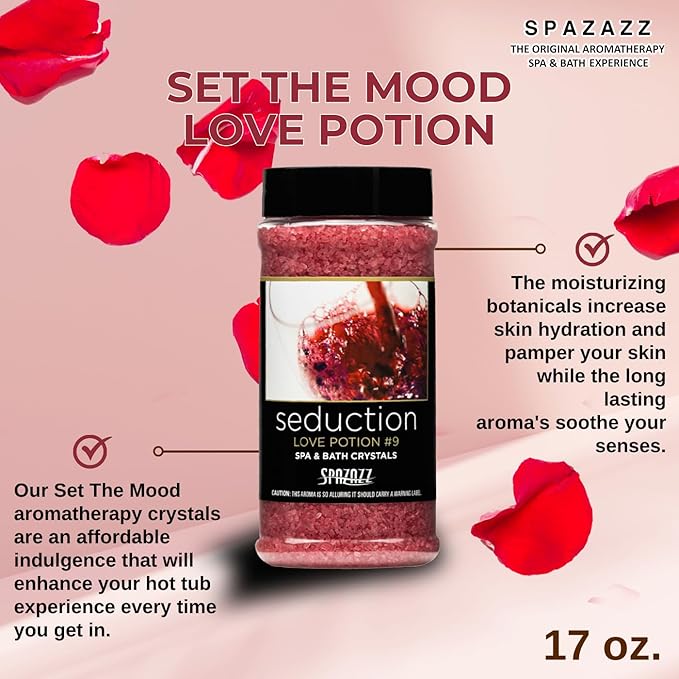 Spazazz Couples Romance Gift Set- Hot Tub Aromatherapy Spa Crystals with Minerals, 17-Ounce, Love Potion No.9 Seduction | Bath Salts Scents & Fragrances