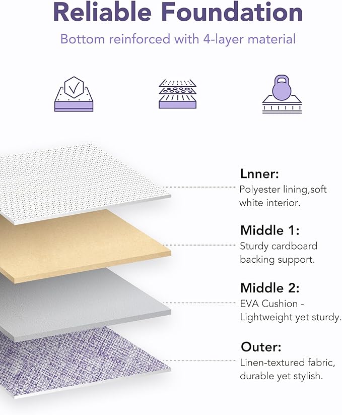 13x15x13 Storage Cube Bins, Heavy Duty Foldable Fabric Storage Bins with Handles and Metal Frame, 6 Pack Large Closet Organizer Bins for Clothes, Socks, Towels, White Purple