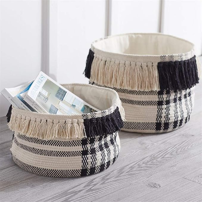 Mud Pie Black & White Check Baskets