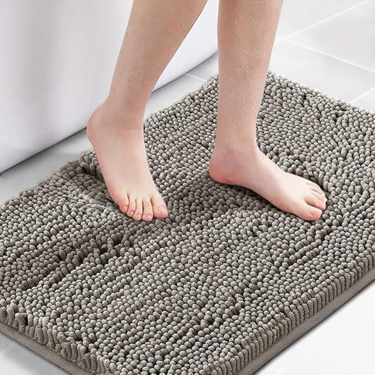 H.VERSAILTEX Bath Mat for Bathroom Non Slip Luxury Chenille Ultra Soft Bath Rugs 24x36 Absorbent Non Skid Shaggy Rugs Washable Dry Fast Plush Area Carpet Mats for Indoor, Bath Room, Tub - Dark Grey