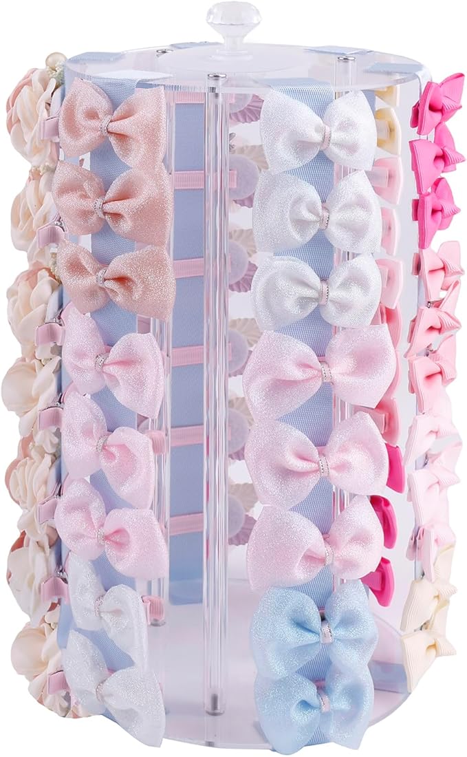 OOSAKU Headband Holder Bow Organizer for Girls,Baby Hair Clips Storage Stand, Hair Accessory Organizer Rack for Baby Newborn Infant Toddler Kids (YT-BXZ-9-lan)