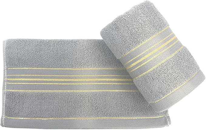 3-Pack Cotton Towels, Soft and Absorbent Face & Bath Towels, Solid Colors with Embroidery(Light Grey)