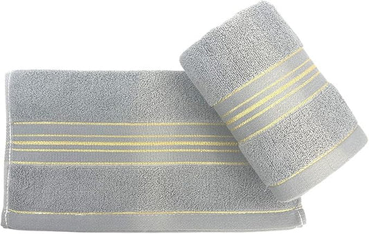 3-Pack Cotton Towels, Soft and Absorbent Face & Bath Towels, Solid Colors with Embroidery(Light Grey)