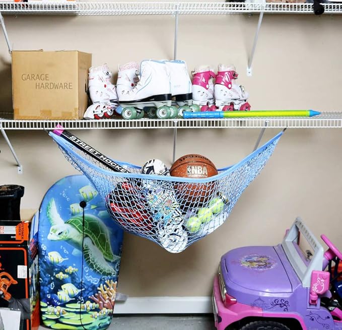 Baby Buddy Stuffed Animal Hammock Storage Net - Corner Space-Saving Toy Organizer for Nursery and Kids Bedroom Organization, Holds 25 Pounds, Easy Wall Mount, Blue