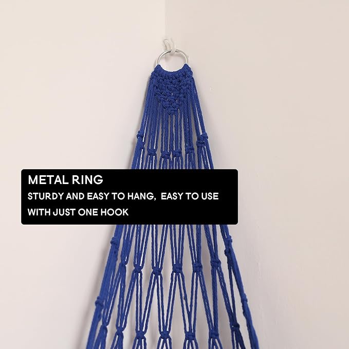 Novel Stuffed Animal Hammock Corner Hanging Net for Stuff Aniaml Storage Macrame Toy Display Plush Toy Holder-Perfect for The Tiny Space Walls (blue, XXL)