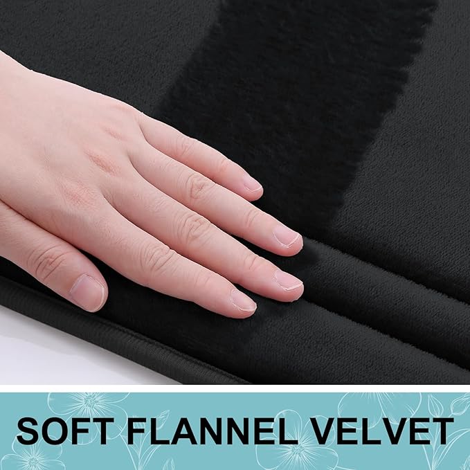 Grandaily Memory Foam Bath Mat Rug 47x32, Ultra Soft, Non-Slip and Absorbent Bathroom Rugs, Machine Wash Dry, Comfortable Bath Carpet for Bathroom Floor, Tub and Shower, Black