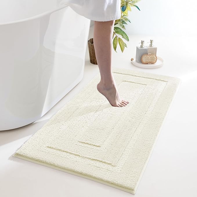 GRANNY SAYS Bathroom Rugs Non Slip, 24" x 48", Bath Rugs for Bathroom Washable, Bath Mats for Floor, Microfiber Bath Mat for Tub, Absorbent Bath Rugs for Shower Room, Ivory