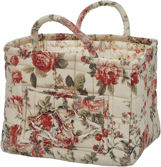 Boho Fabric Storage Basket, Large Capacity Laundry Basket, 12.2'' x 10.23'' x 10.23'' Collapsible Laundry Hamper with Easy Carry Handles (C Multi-Color 8, L)