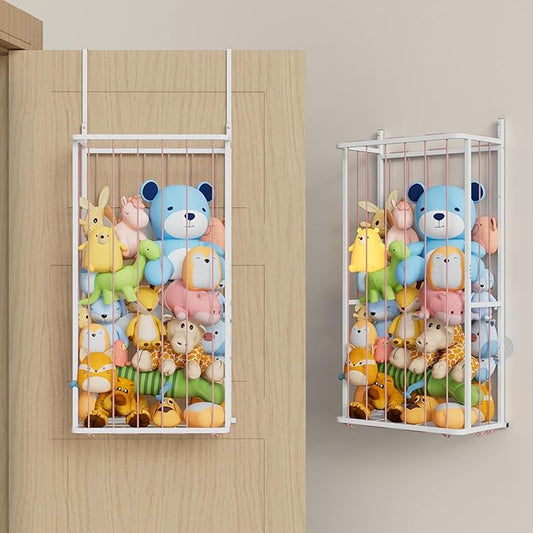 SWTYMIKI Large Stuffed Animal Storage - Over The Door Stuffed Animal Organizer, Toy Stuffy Storage for Nursery Play Room Bedroom Kid Room, Plush Organizer (Pink, 2-Tier)