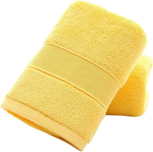 3 Pack Pure Cotton Towels, 130g Thick Bath & Face Towels, Highly Absorbent, Soft, 8 Colors(Yellow)