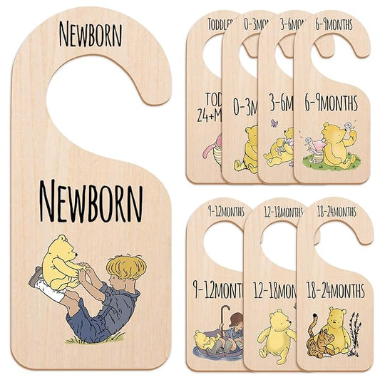 Winnie Baby Sttuff Baby Closet Divider - Winnie Nursery Decor Wardrobe Baby Closet Organizer,Baby Stuff Nursery Decor Clothes Hanger Dividers for Sorting 8 from Newborn to 24+ Months