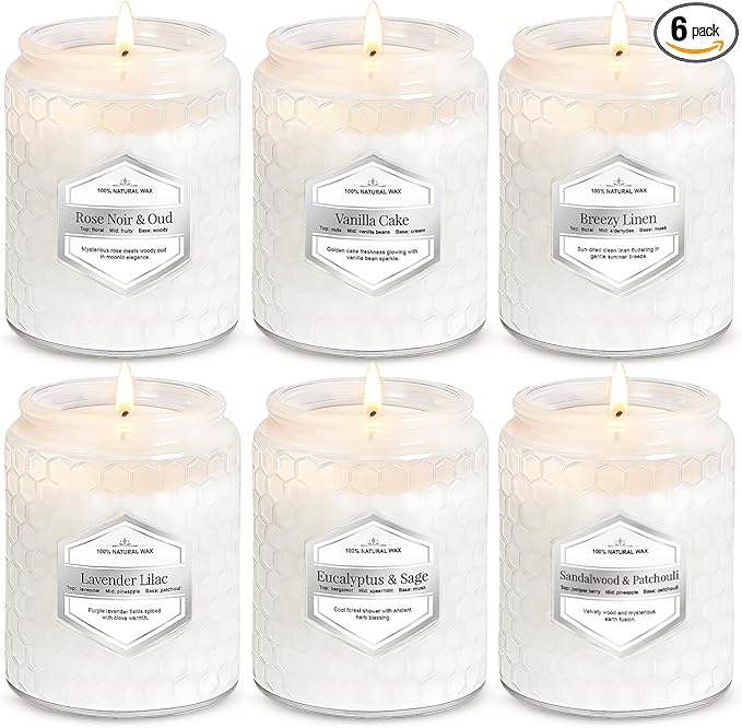 6 Pack Aromatherapy Candles for Home Scented, Gifts Sets for Women, 33 oz 240 Hour Long Lasting Natural Soy Wax Jar Candles Gifts for Women Birthday Valentine's Day