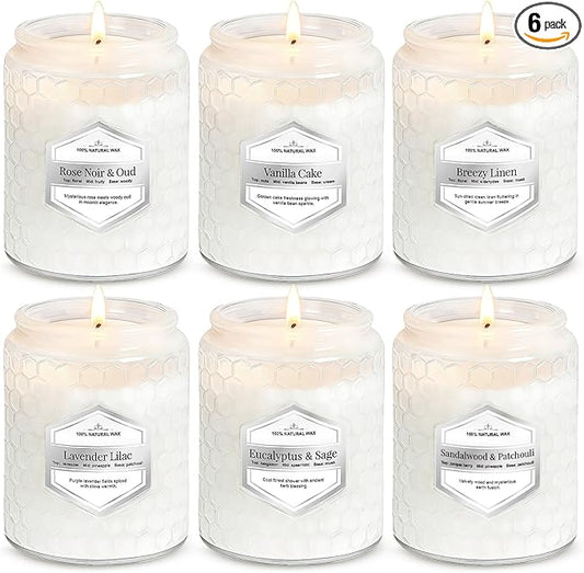 6 Pack Aromatherapy Candles for Home Scented, Gifts Sets for Women, 33 oz 240 Hour Long Lasting Natural Soy Wax Jar Candles Gifts for Women Birthday Valentine's Day