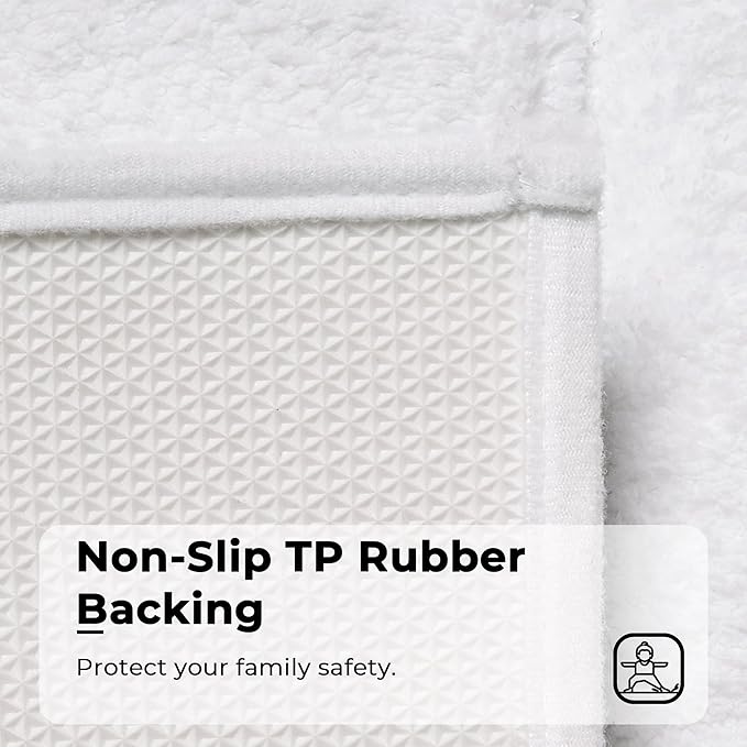 GRANNY SAYS Microfiber Bathroom Rugs Non Slip Washable, Water Absorbent Bathroom Mats for Tub, Soft Bath Mats for Bath Floor & Shower, 24" x 36", White Bath Rugs