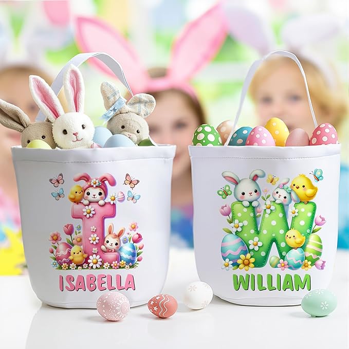 callie Personalized Easter Basket Stuffers, Custom Initial and Name on Basket Stuffers, Easter Bonus Gifts Brithday Gifts for Family Son Daughter (Cartoon Easter Basket)